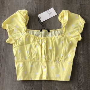 Cute yellow polka dot crop top